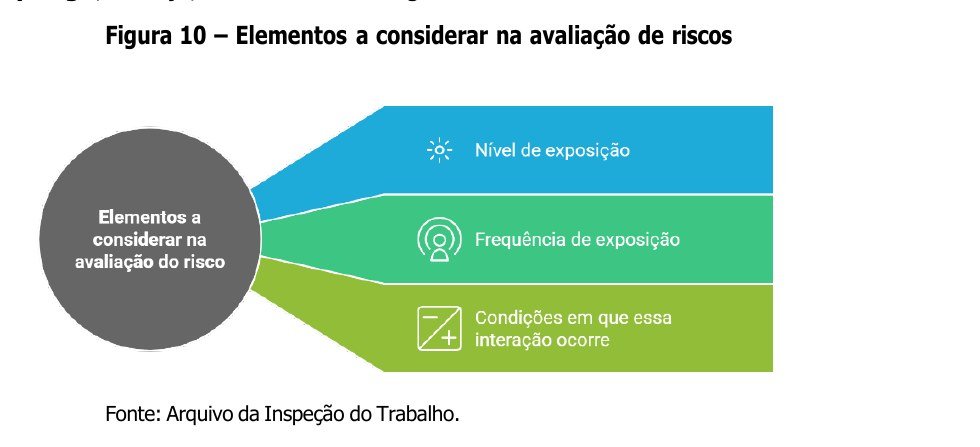 Figura 10 do Manual da NR-1 — os elementos que determinam o risco: nível de exposição, frequência e condições da interação entre a pessoa e o perigo.